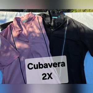 Cubavera Pink and Black Short Sleeve Button Down Shirt